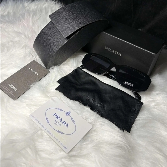 Prada Black Rectangular Sunglasses Set - Picture 1 of 2